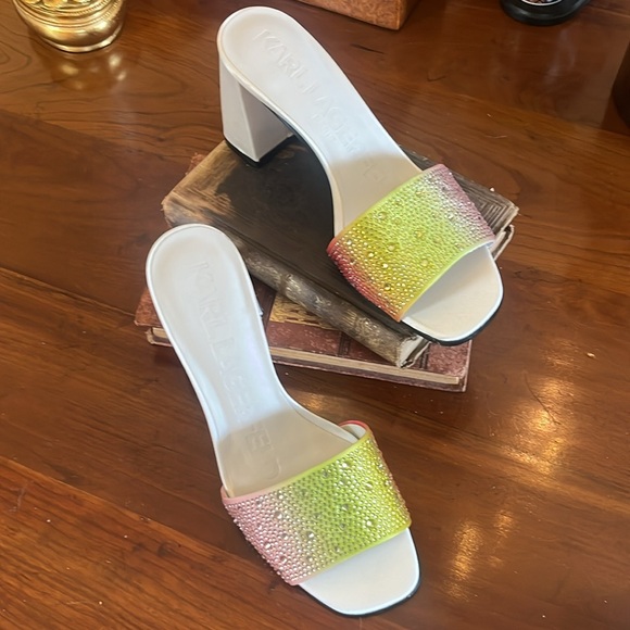 Karl Lagerfeld Paris Pera women's Rhinestone slides sandals - Picture 2 of 10